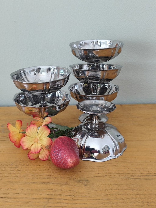 Juego de 6 vasos para helado de acero inoxidable