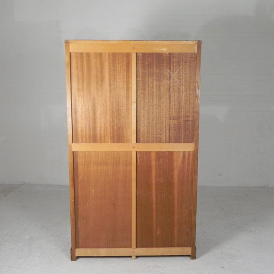Oak tambour cabinet with 2 doors, 150 cm high, 1950s, Filing cabinets, Wood, Brown, Vintage (photo 10 of 15)