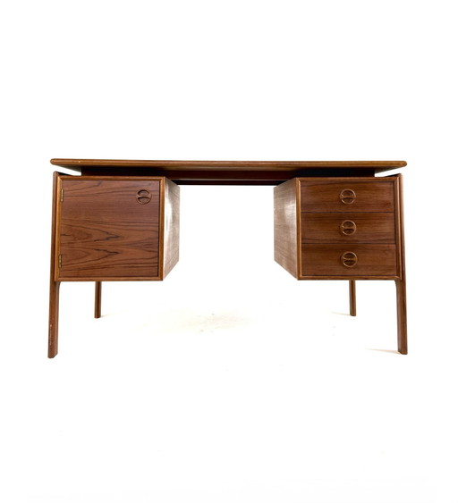 Vintage teakhouten vrijstaand bureau, Arne Vodder ‘60