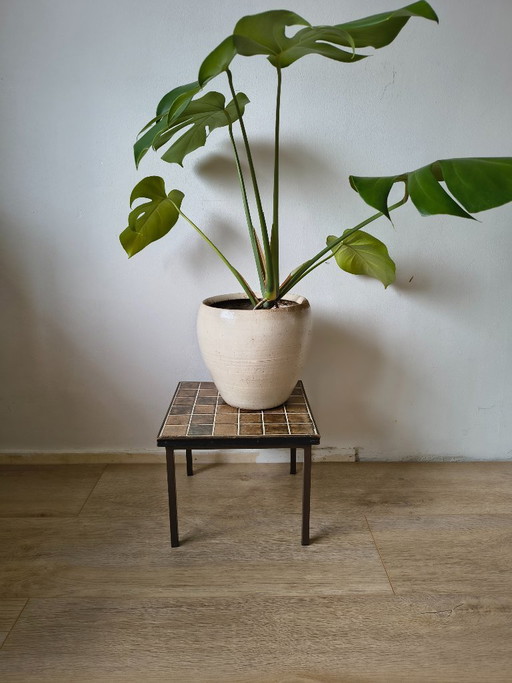 Table d'appoint vintage en carreaux / Porte-plantes – Mid-Century