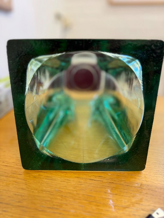 Vase Sculptural Vintage Années 60 en Verre d'Art Vert – Style Blenko – Glass (photo 4 of 7)