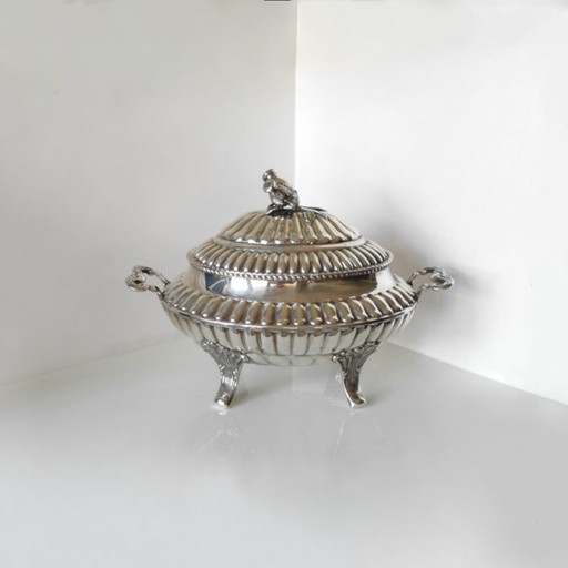 Solid .925 Sterling Silver Gadrooned Tureen – Alfredo Montejo Style – c. 1940-1960