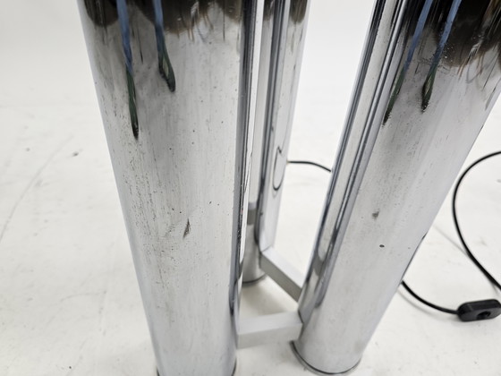 Image 1 of Lampada da terra italiana cromata e vetro