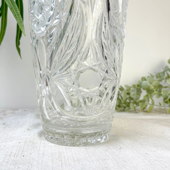 Vintage Chiseled Crystal Vase (photo 5 of 12)