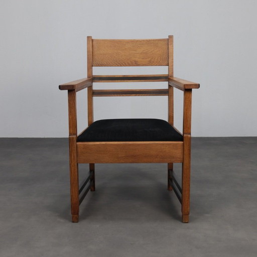 Raffinata coppia di poltrone Art Déco in rovere e Coromandel, attribuite a L.O.V. Oosterbeek, anni '30