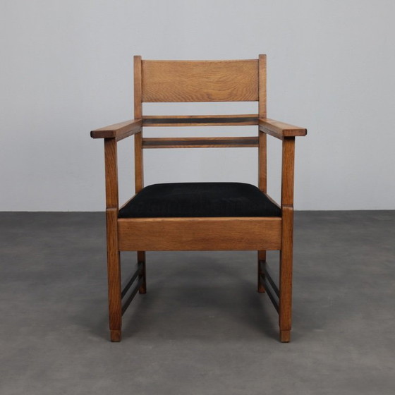 Image 1 of Raffinata coppia di poltrone Art Déco in rovere e Coromandel, attribuite a L.O.V. Oosterbeek, anni '30