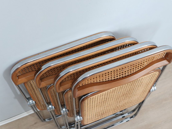 Image 1 of Set aus 4 Plia-Stühlen aus Holz und Wiener Stroh von Castelli aus den 1970er Jahren