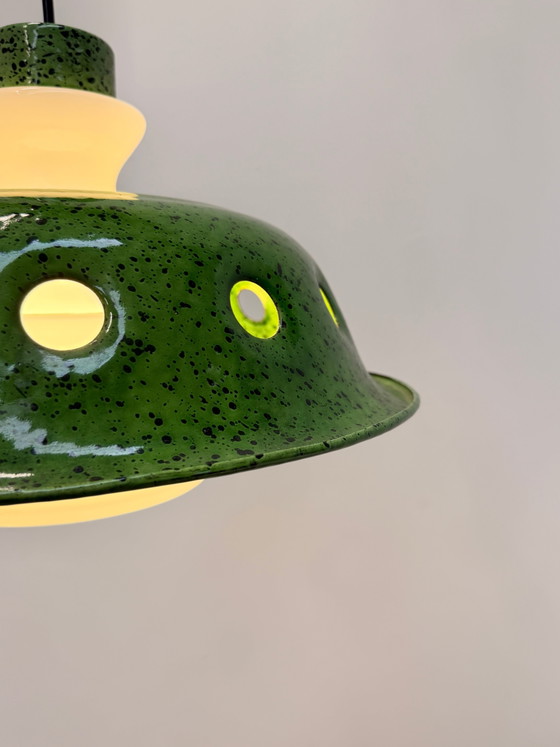 Vintage groene emaille hanglamp – Hanglampen (photo 3 of 5)