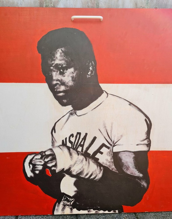 Image 1 of Boxer Mohammad Ali painting on panel from 1963