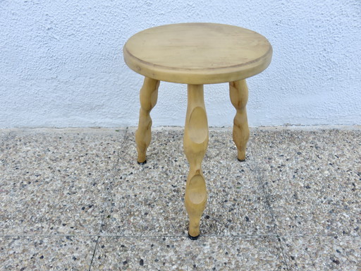 Tripod Stool Light Wood, Farmhouse Stool, 1970