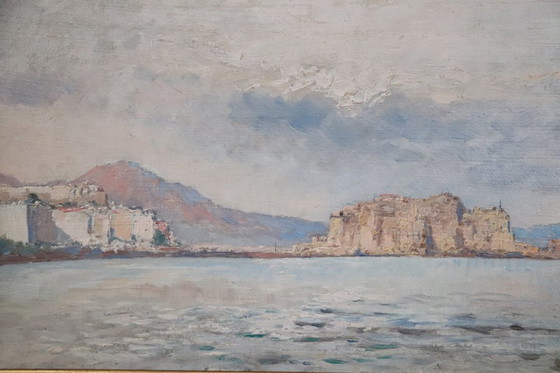 Image 1 of View of the Gulf of Naples, Oil Painting on Board, Italy Early 20th Century, Signed
