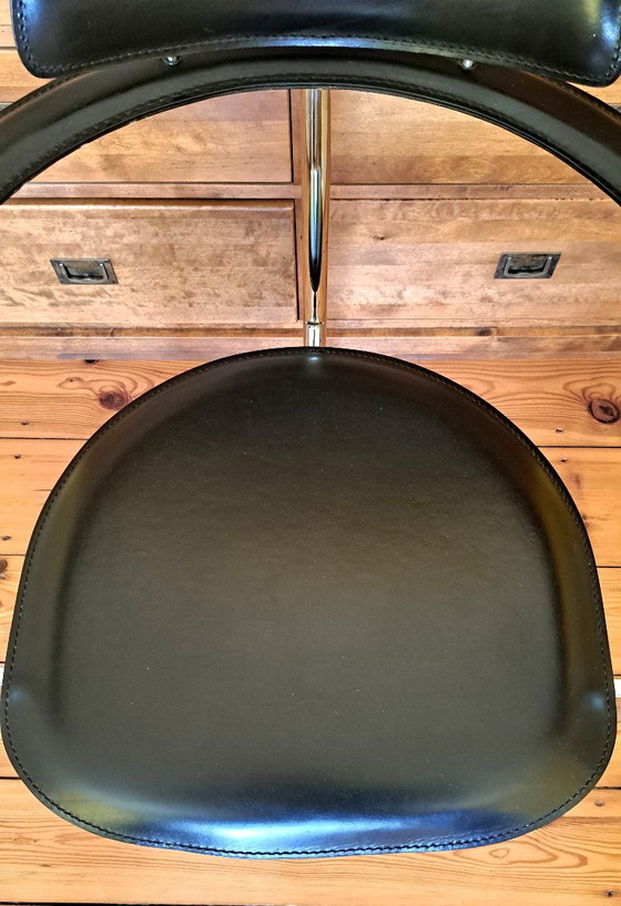 Arrben Italy Model Marilyn Side chairs, black, metal/chrome and leather, Arrben Italy, Model Marilyn, Modern (photo 2 of 14)