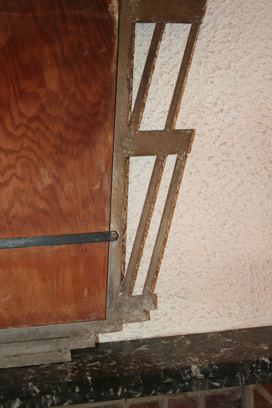 Image 1 of Metal Art Deco mirror (forged/ trapezoidal shape)