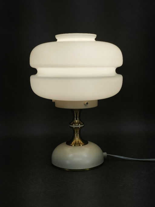 Lampada da tavolo in vetro opalino Napako, Cecoslovacchia, anni '70