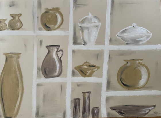 Image 1 of Natura morta firmata a pastello, laboratorio di ceramica in Marocco