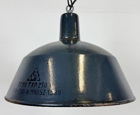 Image 1 of Lampada a sospensione industriale in smalto blu scuro di EMAX, anni '60