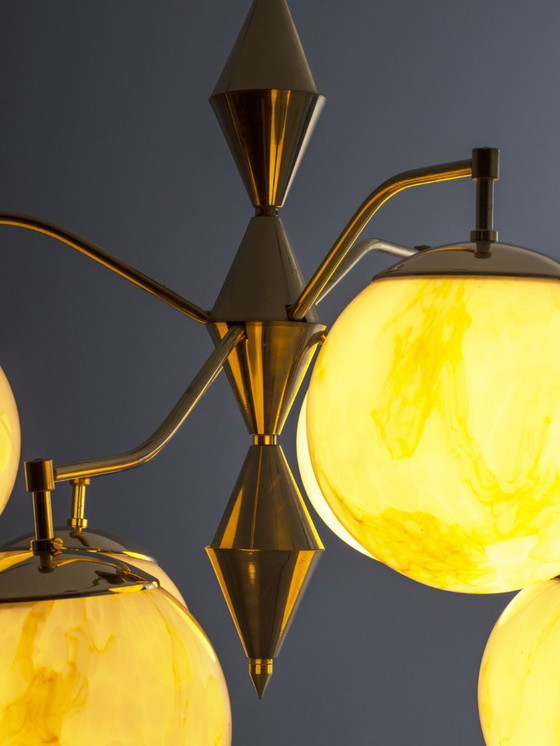 Image 1 of Vintage Marbled Glass Chandelier, 1960s–1980s, Czechoslovakia