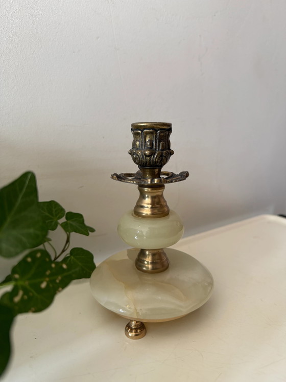 Brass with Onyx Candlestick – Candle holders, Vintage (photo 2 of 4)