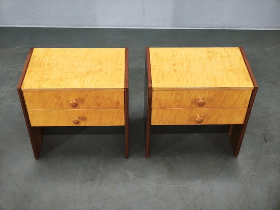 Coppia di comodini cecoslovacchi Mid-Century Modern, anni '70, Legno, Marrone, Mid Century Modern (foto 4 di 15)