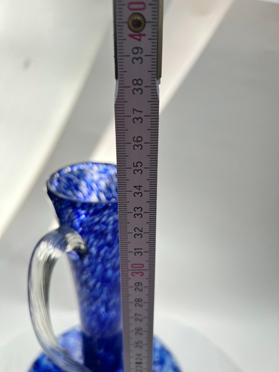 Image 1 of Vaso da fiori vintage in vetro da studio, 35 cm, blu cobalto, stile Murano.