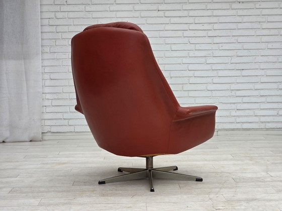 Image 1 of 1970s, Danish design by H.W.Klein, swivel armchair, furniture leather.
