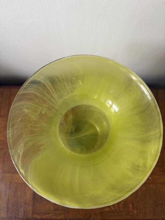 Image 1 of Yellow glass vase, hand-painted cold