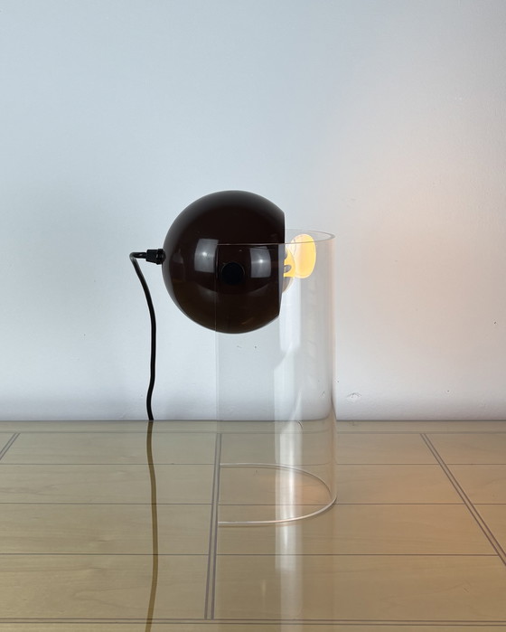 Image 1 of Vintage Eyeball Lamp 1970s Space Age Sputnik design 70s Brown Spot Light with Acrylic Stand Mid Century Modern Industrial Design