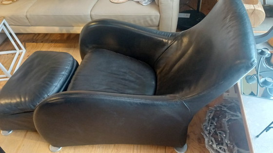 Image 1 of Montis Loge Sessel und Hocker, schwarzes Leder