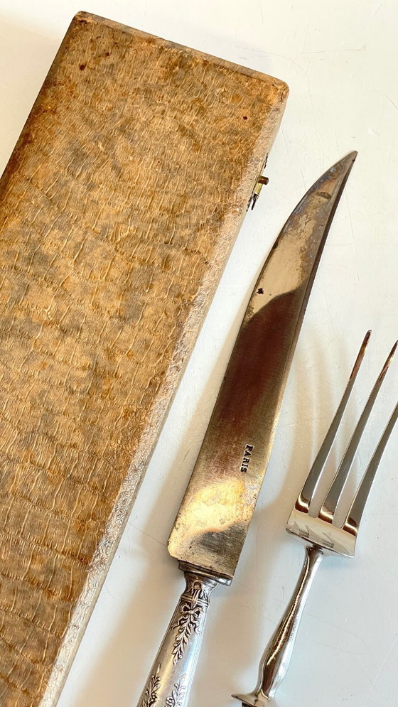 Image 1 of Silver-plated cutlery set with Minerva helmet, Paris