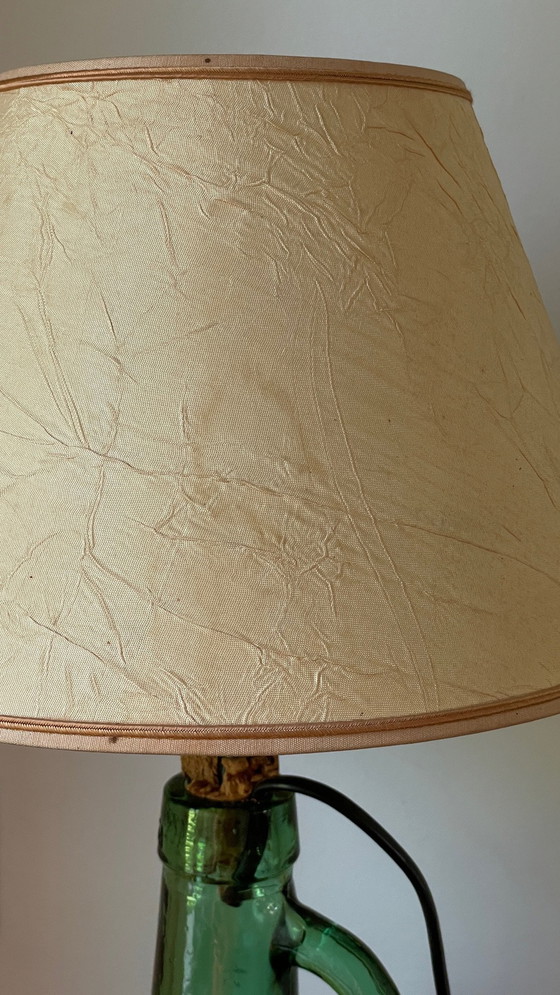 Image 1 of Lampe Dame Jeanne Verte Rotin Viresa Vintage