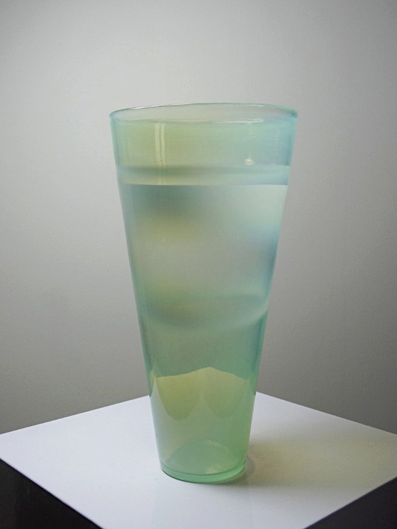 Image 1 of Opaline blown glass vase, Kosta Boda style, vintage Scandinavian design