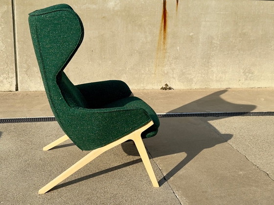 CASSINA P22 Armchair + Ottoman design PATRICK NORGUET green | ash – Textile (photo 5 of 14)