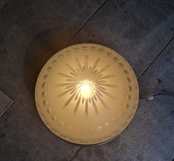 Bordo in rame vintage in vetro tagliato Gispen – Plafoniere, Glass, Copper (photo 8 of 10)
