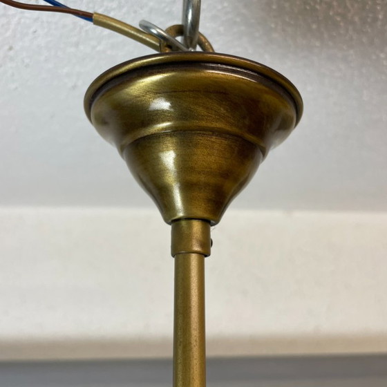 Mid Century Modern Three-Light Wood and Glass Modern Chandelier, 1960s (photo 15 of 15)