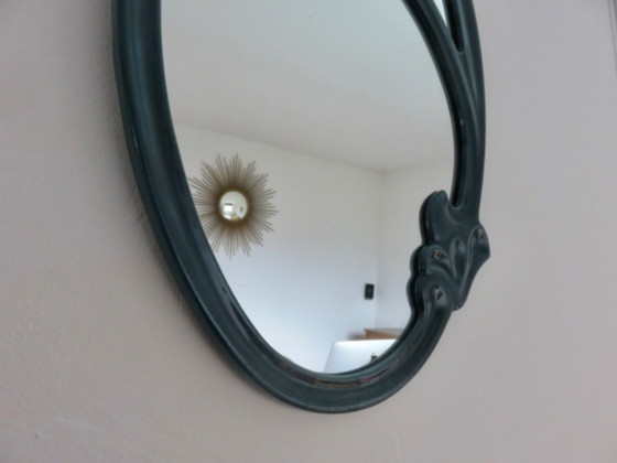 Image 1 of Art Nouveau mirror in enameled cast iron in the style of Hector Guimard