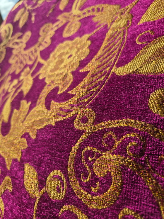 Image 1 of Bellissimo velluto/velluto jacquard vintage anni '50 – viola/oro – 2,5 x 1,3 m (con etichetta Van Reeuwijk Rotterdam)