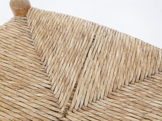 Image 1 of Vintage rotan en houten kruk, Frankrijk, jaren 60