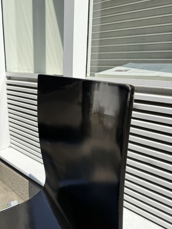 Image 1 of Klass" designstoelen - wengéhout en chromen poten