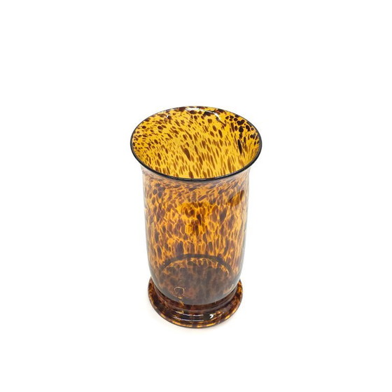 Image 1 of Schildpad glazen vaas | jaren 80 vintage mondgeblazen | Art Deco stijl