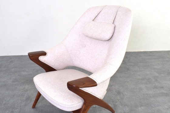 Fauteuil Bravo en teck Mid-Century par Sigurd Ressell pour Hjellegjerde Møbelfabrikk, 1957 – Wood, Wool (photo 9 of 12)