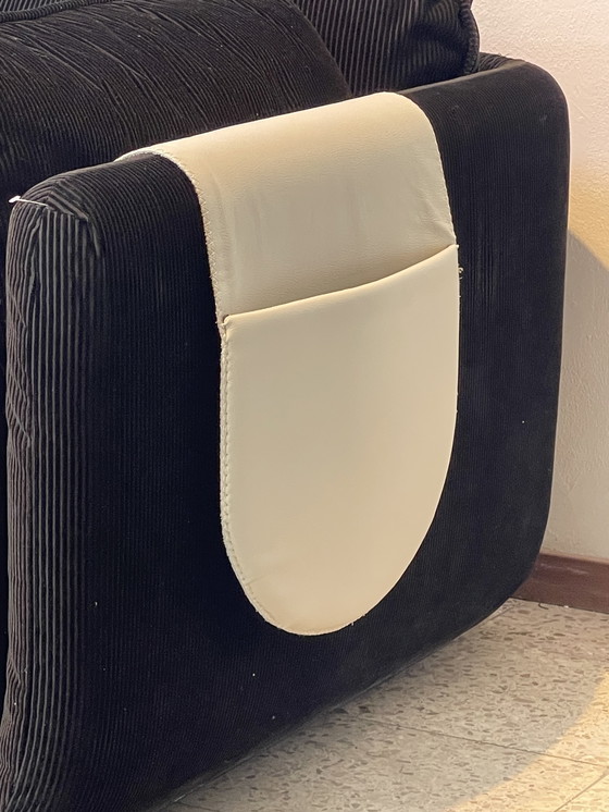 Image 1 of New Leolux Lunetta 3-Seater Sofa Black Rib Fabric