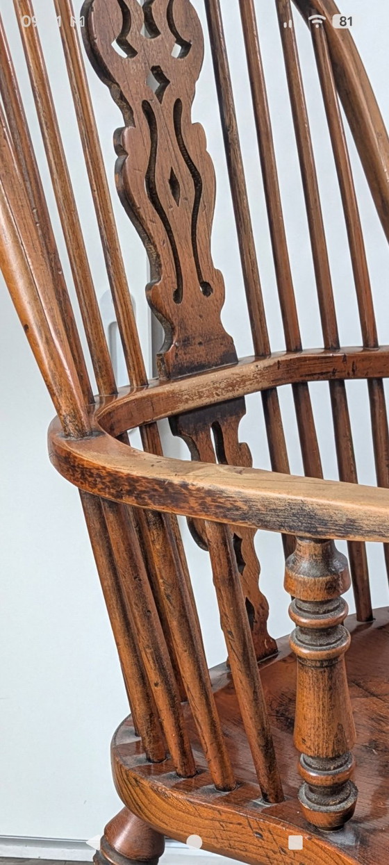Image 1 of Antique English Highback Windsor armchair | 19th-century elm/oak