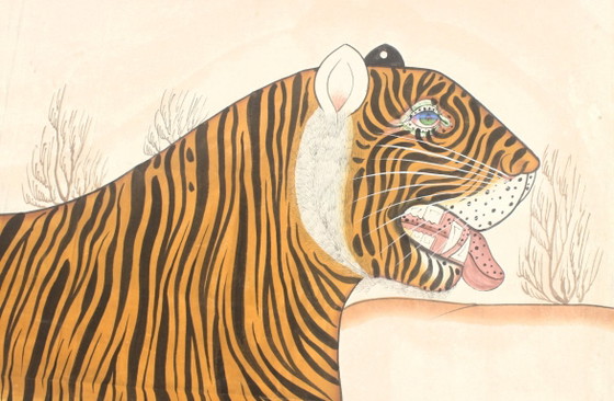 Tiger, The Indian Style Of Spanish Decorator Jaime Parladé – Paintings & Drawings, Cotton (photo 3 of 7)