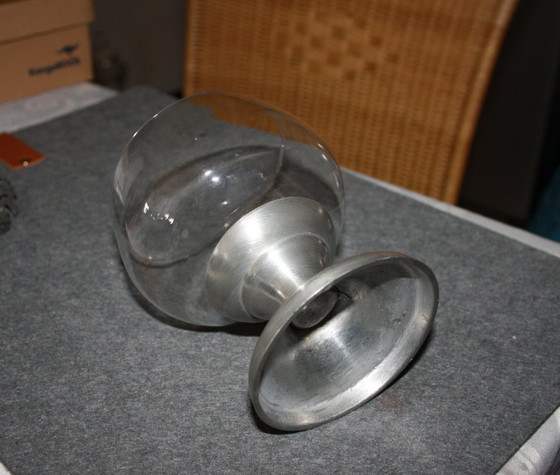 Image 1 of Bonbonnière antique design français - étain & verre