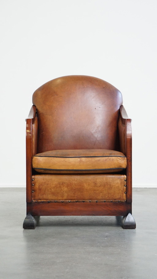 Sheep Leather Art Deco Design Armchair