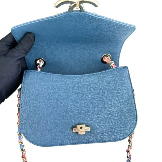 Image 1 of Chanel Coco Curve Cuba - Caviar Medium Quilted Dark Blue Gold Hardware Series 23