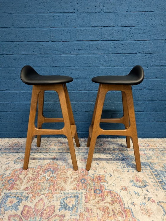 Image 1 of 2x Taburetes de bar retro Erik Buch, modelo 61, Hammel Møbelfabrik