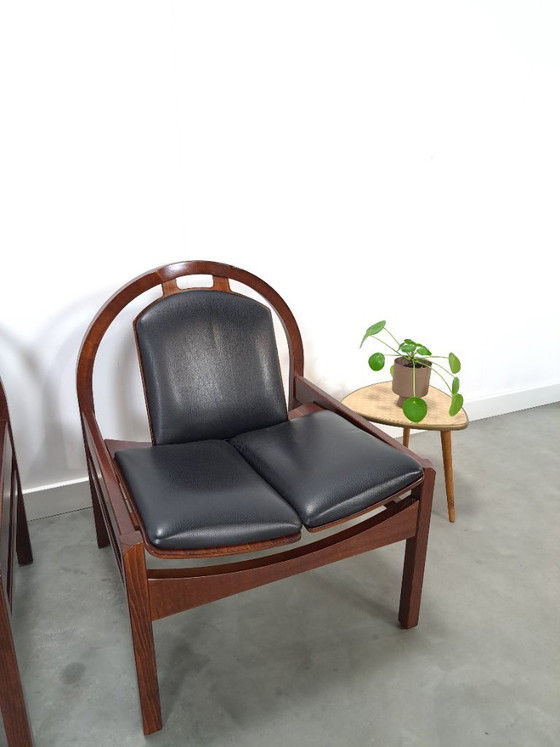 Image 1 of Ensemble de fauteuils en cuir noir Argos, Baumann France