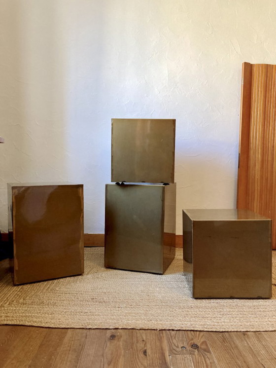 Image 1 of Electro-galvanized metal seat, brass effect. Pharrell Williams / Louis Vuitton fashion show, 2024