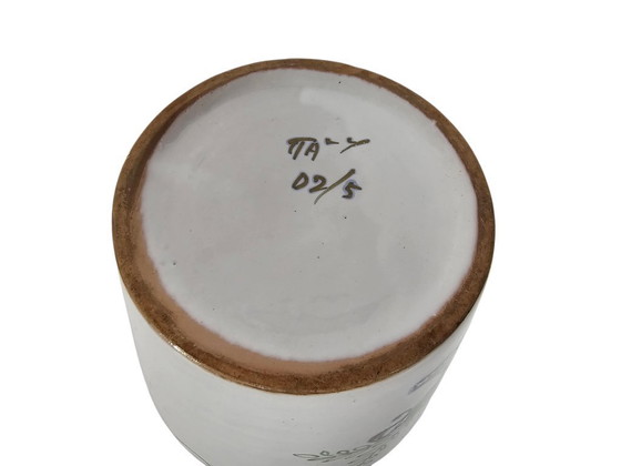 Image 1 of Vintage - ceramic flower pot - Italian - hand-painted - flowers - 60s